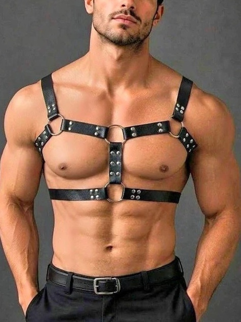 Harness Belts Grommet Black Men’s Unisex New
